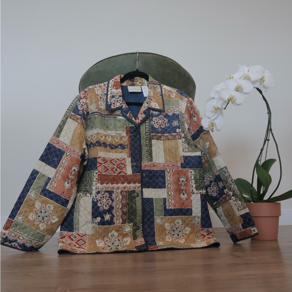 Alfred Dunner Multicolor Patchwork Utility Jacket… - image 1